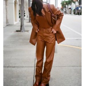 NWT Zara faux leather straight leg pants
